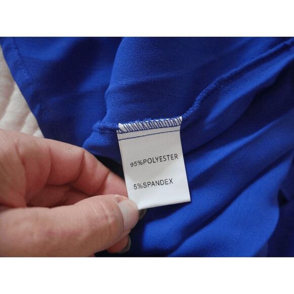 C.CLINE Blue Belted Flutter-Sleeve Pleated A-Line Dress M - Picture 10 of 10